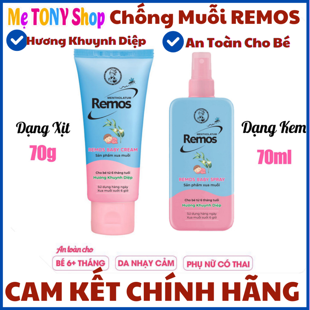(Chính Hãng) Kem Chống Muỗi,Xịt Xua Muỗi REMOS BABY Hương Khuynh Diệp (70ml/70g)