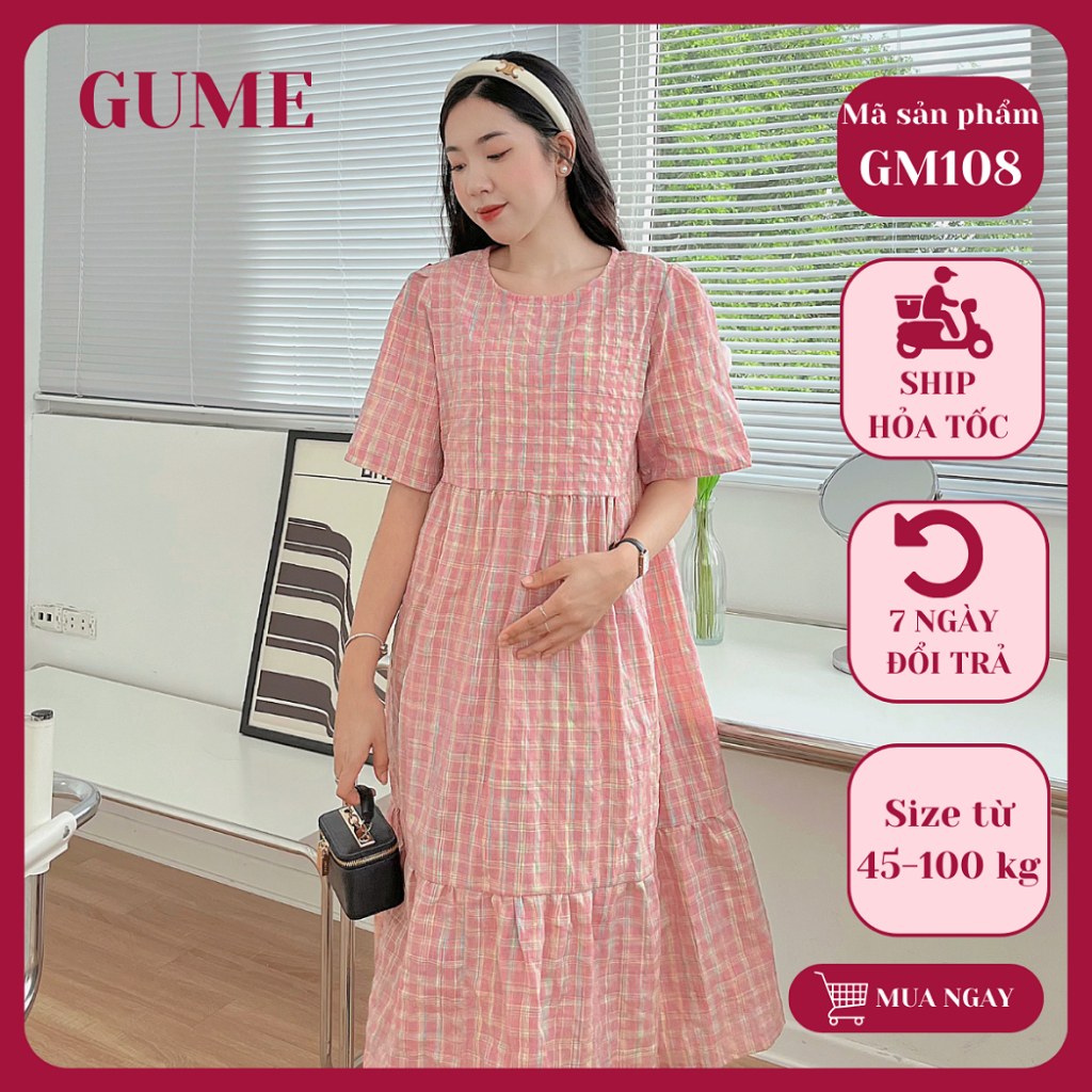 Váy bầu xinh đầm bầu công sở bigsize tay bồng nhẹ vải nhiều màu siêu xinh GM108