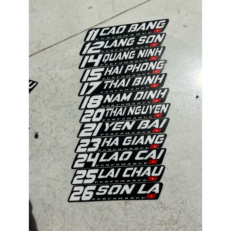 tem tỉnh thành, tem dán performance 63 tỉnh thành VIỆT NAM, chất liệu decal cao cấpchống nước