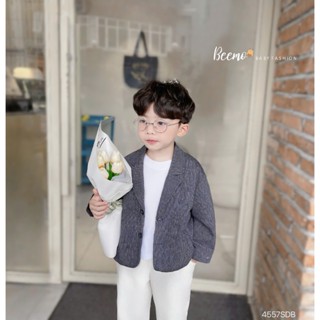 Áo vest kẻ Beemo dài tay may 2 lớp vải thô mặc đi học đi chơi, sự kiện cho bé trai 9-24kg 4557SDB