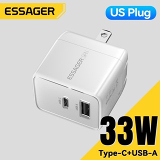 Bộ sạc Essager L 33W GaN USB + Bộ sạc Type C Hỗ trợ sạc nhanh PD3.0 QC 3.0 Bộ chuyển đổi cho Bộ sạc du lịch Android