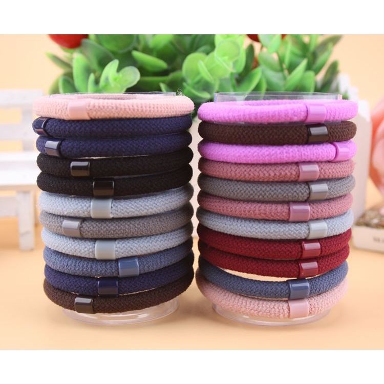 PKT712024 - Sỉ 10 buộc tóc trơn đen đơn giản nhiều màu dễ cột