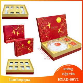 [HYAD09] Combo hộp quà đựng yến sào cao cấp tặng kèm tem nhãn dán đựng Yến Tinh Chế - Yến Hũ (không kèm hộp nhựa)