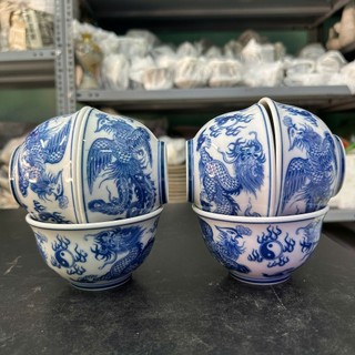 Combo 6 Bát cúng thờ - men xanh lam - Chợ Sứ Bát Tràng
