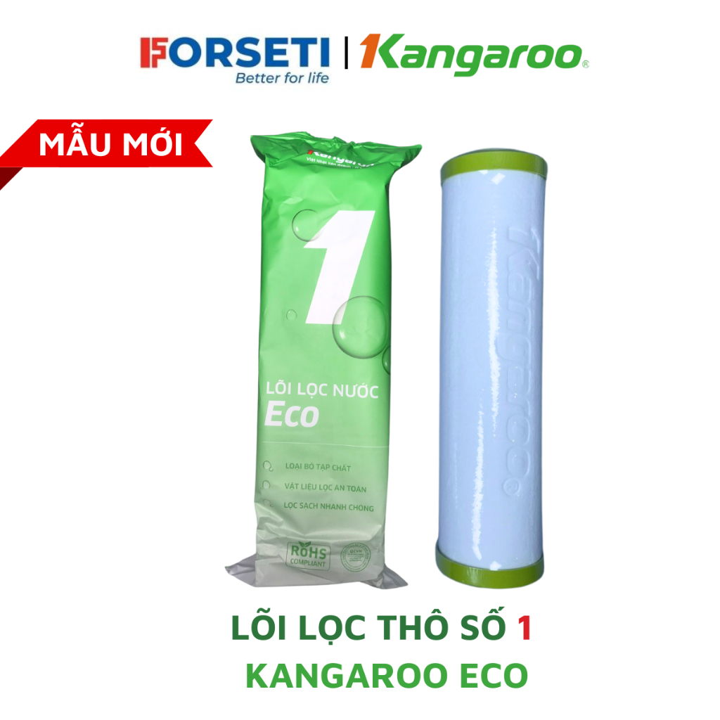 Lõi lọc thô số 1 Kangaroo Eco (mẫu mới nhất) lắp cho máy lọc nước RO có 3 cốc lọc 10inch - Hàng chính hãng
