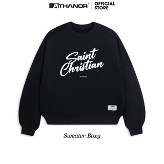  Áo Sweater Nỉ Bông ATHANOR Dáng Boxy Croptop Tay Phồng Mẫu CHRISTIAN 