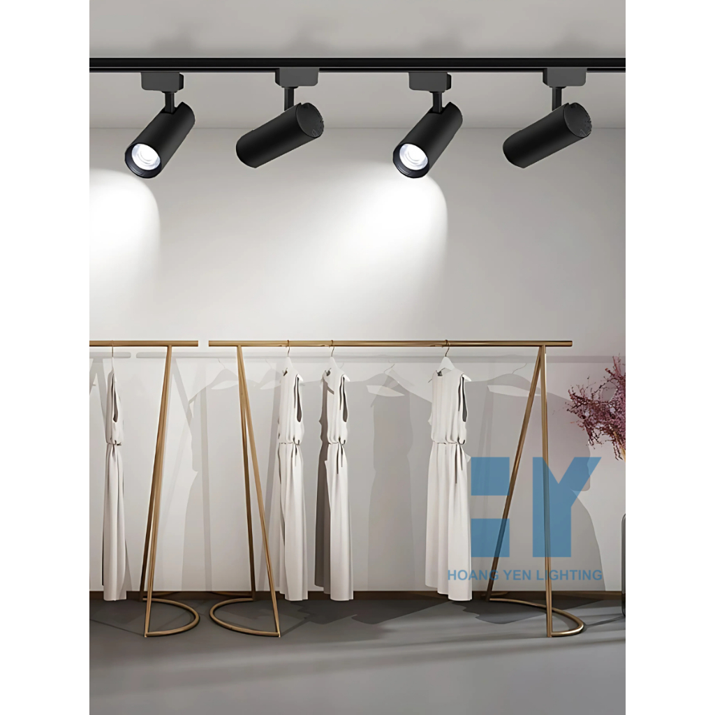 Combo 4 Đèn Rọi Ray Ống Bơ 12w/ 20w/ 30w + 1 Thanh Ray 1,5m Trang Trí Cửa Hàng Quần Áo