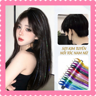 Sợi Kim Tuyến nối tóc gảy light 200 dây line dài 123cm Bling cho Nam - Nữ Cao cấp chịu nhiệt T21