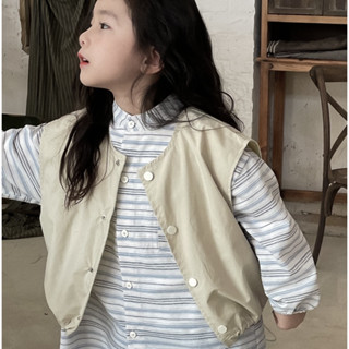 Áo gile gió màu kem cho bé trai bé gái phong cách Hàn Quốc B81-21521