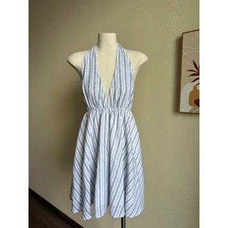  Beachclub_Đầm cổ yếm sọc xanh  Stella Dress  