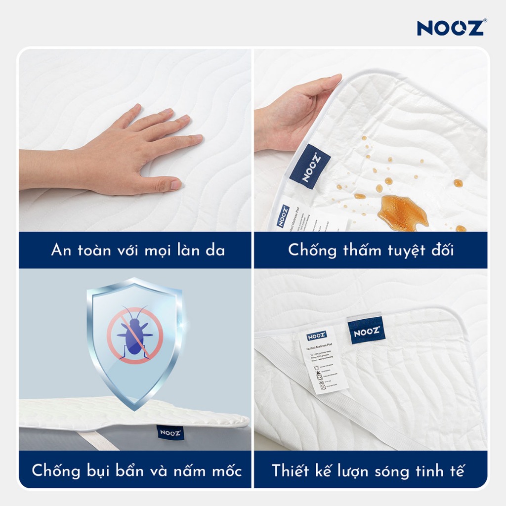 Tấm Bảo Vệ Nệm NOOZ Chống Thấm Tuyệt Đối Bề Mặt Kháng Khuẩn NOOZ Home Goods Mattress Protector | BigBuy360 - bigbuy360.vn