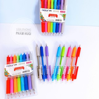 Vỉ 8 Cây Bút Gel Bấm 8 màu khác nhau CHOSCH Ngòi 0.5mm