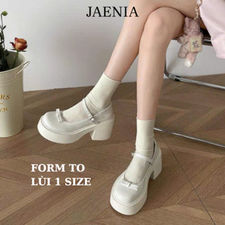 Giày búp bê lolita nữ cao cấp đế cao 6cm mũi tròn phối nơ kiểu ulzzang xinh giá rẻ màu đen kem GD052