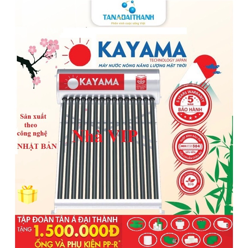 Máy nước nóng năng lượng mặt trời Đại Thành Okayama, công nghệ Nhật Bản, bảo hành 5 năm