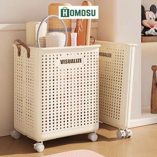 Giỏ Đựng Đồ, Giỏ Nhựa Đựng Đồ Đa Năng Giúp Nhà Gọn Gàng, Giỏ Nhựa Có Bánh Xe, Có Thể Gấp Gọn, Màu Sắc Tươi Sáng Q046