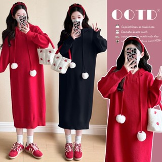  Young Mom | Đầm bầu Hoddie DV234 chất Len dày dặn mềm mịn ấm áp mùa Đông hàng nhập Quảng Châu 