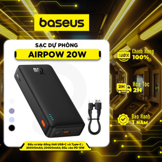 Pin sạc dự phòng Baseus Airpow 20000mAh 20W Power Dilevery kèm dây sạc nhanh Usb Type-C