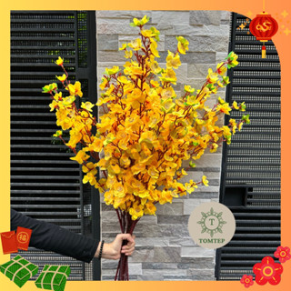 {Tết 2025} Sỉ combo 10 cành hoa mai màu VÀNG NGHỆ giả trang trí Tết hàng chuẩn