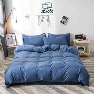 Bộ vỏ chăn ga gối cotton tici 1 màu Lidaco cotton đũi trơn dày decor phòng ngủ vintage đủ mọi cỡ nệm
