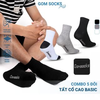 Combo 5 đôi tất nam cổ trung GOM SOCKS basic, vớ cao cổ nam chất cotton hút ẩm thoáng khí khử mùi - GOMSOCKS-CAO-CB5