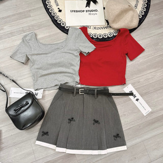 5290 ÁO PHÔNG CỔ U CROPTOP ĐỆM NGỰC