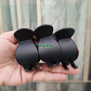 Combo 4 cái Kẹp tóc 3 răng tròn đen nhám (Loại 1)
