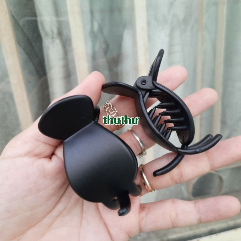 Combo 4 cái Kẹp tóc 3 răng tròn đen nhám (Loại 1)