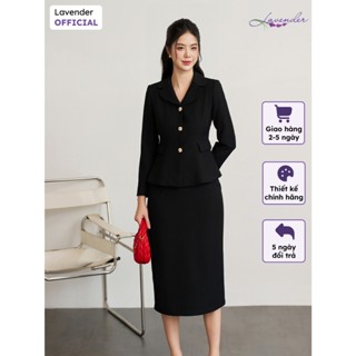  Set vest công sở nữ LAVENDER màu đen áo 3 cúc phom ôm chân váy dáng A S4056 kèm ảnh thật cuối  