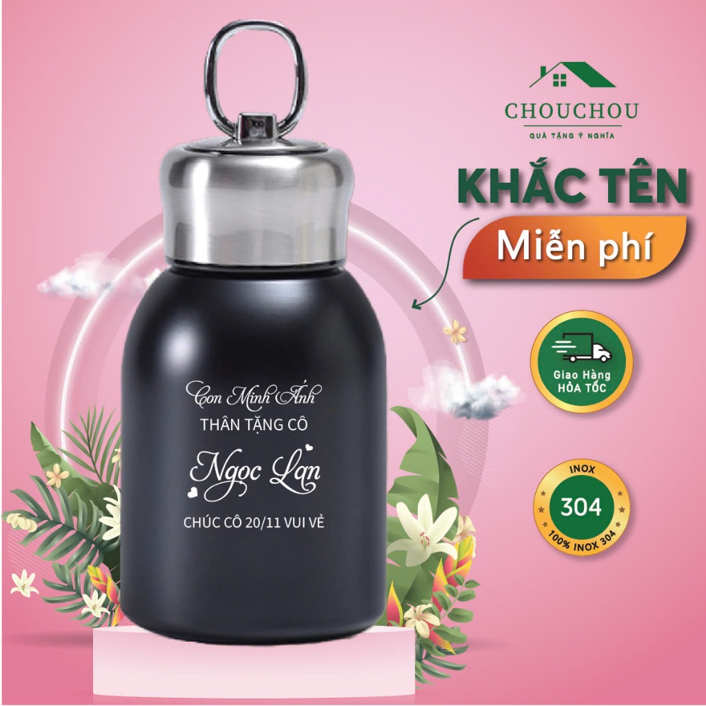 Bình Giữ nhiêt CHOUCHOU tiện lợi zwilling inox 304 cao cấp - Có quai xách
