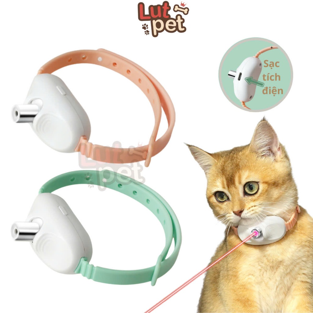 Đèn laze tự chơi cho chó mèo, đồ chơi vòng đeo cổ gắn đèn cho mèo - lutpet