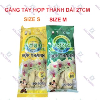 Găng tay cao su Hợp Thành dài 27cm size M - S, găng tay rửa chén rửa bát, bao tay cao su rửa chén