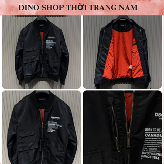  Áo Khoác DSQ Nam Trần Bông In Chữ Ngực Siêu Đẹp - Áo Khoác DSQ Nam Hai Lớp Phối Khóa Cúc Cực Chất 