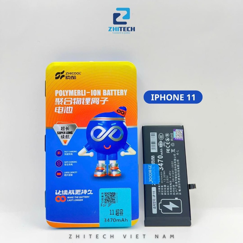 (tặng tua vít) pin zhicool dung lượng cao chính hãng cho 5 6sp 6p 7g 7p xsm 11promax 12promax 13promax 14promax 15promax