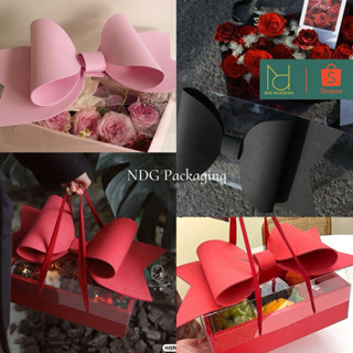  10 HỘP NƠ - Hộp Giấy Nắp Mica Có Nơ Đựng Bánh Và Hoa Trái Cây Làm Set Quà Tặng Trung Thu Lễ Tết Sang Trọng 