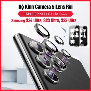 Bộ Kính Camera Samsung S24 Ultra, S23 Ultra, S22Ultra Rời 5 Lens Chính Hãng Kuzoom - Dán Đẹp Như Chưa Dán, Tự Dán Dễ