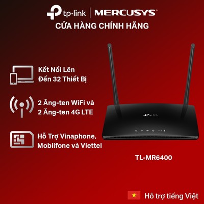[Cắm Sim Là Dùng] TP-Link TL-MR6400 | Router Wi-Fi Di Động 4G LTE 300Mbps, Ổn Định, Cắm Là Chạy