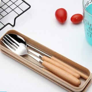 [SaLe 99%] Bộ Thìa Đũa Dĩa Lúa Mạch INox Cán Gỗ Lúa Mạch .[SCA]