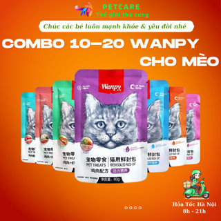 Combo Pate Wanpy gói 80g cho mèo con mèo lớn mèo kén ăn tổng hợp 7 vị PetCare