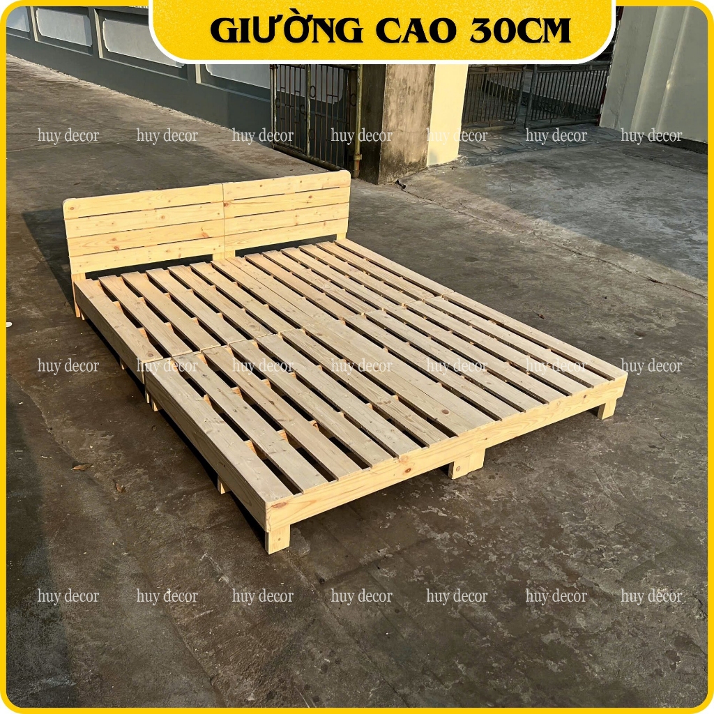 Giường Pallet gỗ thông giường ngủ Decor Phòng Homestay