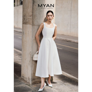 MYAN DESIGN Váy Tafta Cổ Vuông Dáng Dài Xòe Hai Dây Bản To Thanh Lịch Sang Trọng Vvn082405