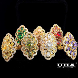 N852 Nhẫn nữ đính đá màu phong thủy siêu xinh UHA