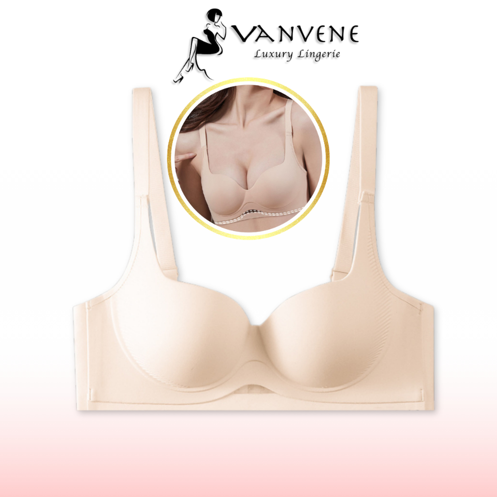 Áo ngực nữ su đúc không gọng Vanvene AL241, áo lót nữ đệm dày nâng gom ngực tạo khe chống xệ, bản to che mỡ lưng