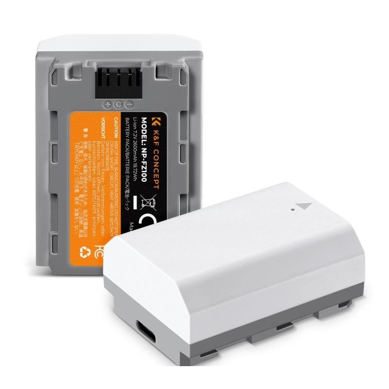 Pin K&F concept sony NP-FZ100 2600mah sạc trực tiếp type C fast charging for Sony A7iii, A7iv, A7C, ZV-E1, FX3, FX30, A9