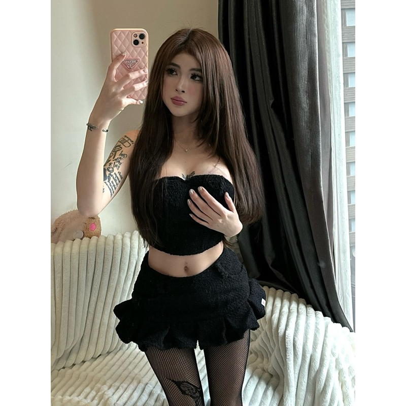Set áo và váy cozy lông cừu dạ ( Falling Angel Set ) Cherine