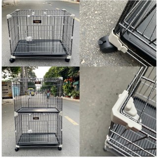   Hỏa tốc  Chuồng chó mèo vân đá nan dày LẮP GHÉP CÓ RÁP ĐƯỢC TẦNG CÓ BÁNH XE kèm khay hứng 