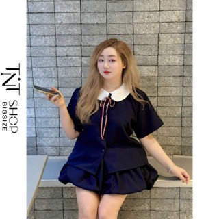SET BỘ 2 MÓN BIGSIZE ÁO SƠ MI BUỘC NƠ KÈM CHÂN VÁY BÍ TIỂU THƯ [TNT SHOP BIGSIZE 60KG 90KG]