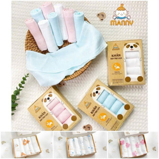 Hộp 5 khăn sữa sợi tre lụa MANNY chính hãng