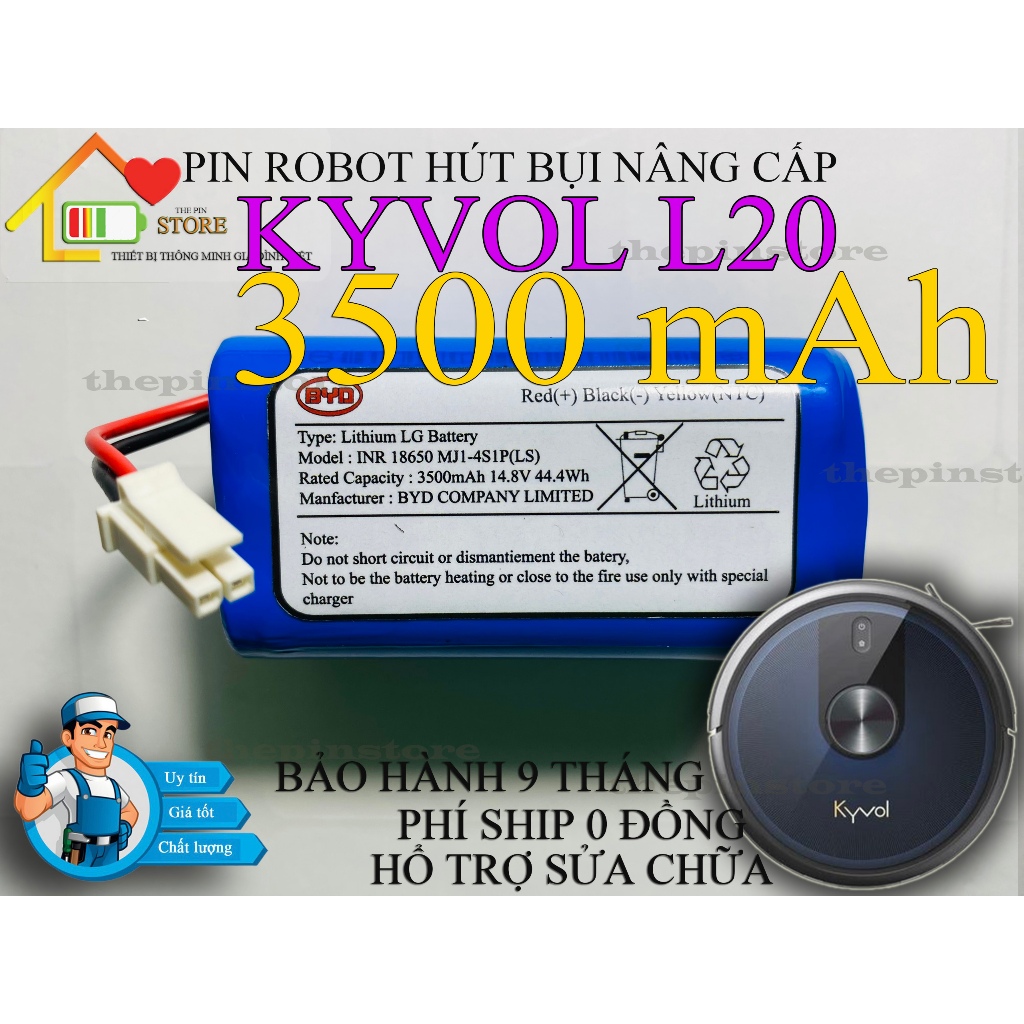 (DUNG LƯỢNG 7000 mAh) PIN ROBOT HÚT BỤI NÂNG CẤP THAY THẾ CHO KYVOL L20 CHÍNH HÃNG LG