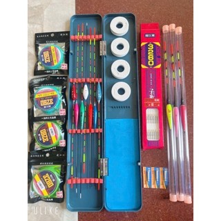  Bộ combo phao gồm 7 phao ngày + 3 phao đêm kèm 1 thẻo 4 trục  3260+ 3 pin và 1 hộp đựng phao 44cm 