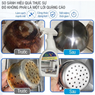 [ Giảm 60%] Tẩy dầu mỡ, tẩy nồi, nhà bếp, hút mùi, bếp gas, bếp từ, đáy xoong, đáy chảo Dr.V 500ml không mùi